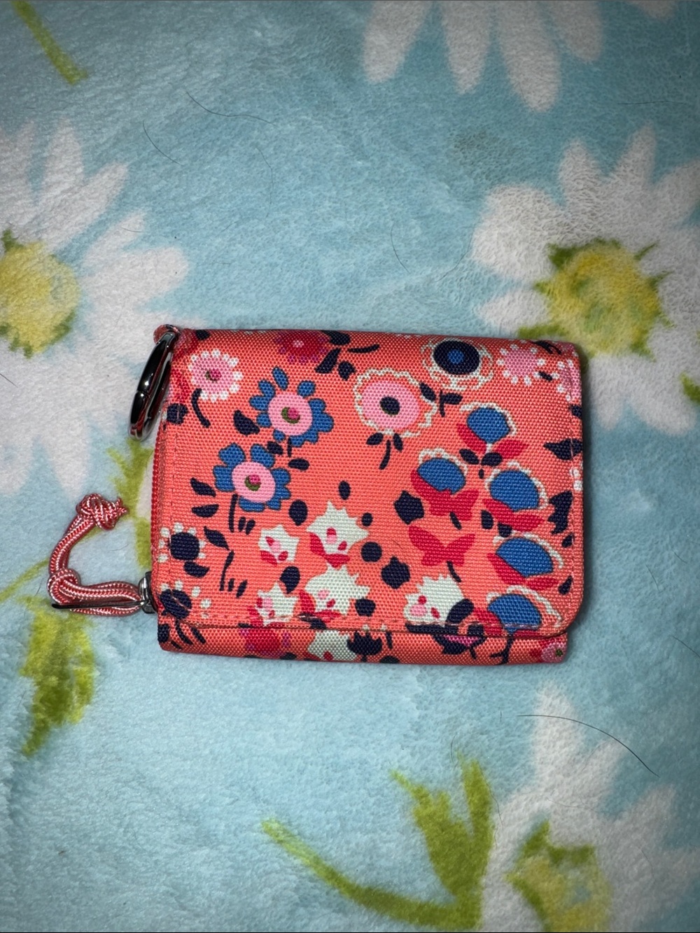 Vera Bradley Coral Floral Canvas Zip Wallet